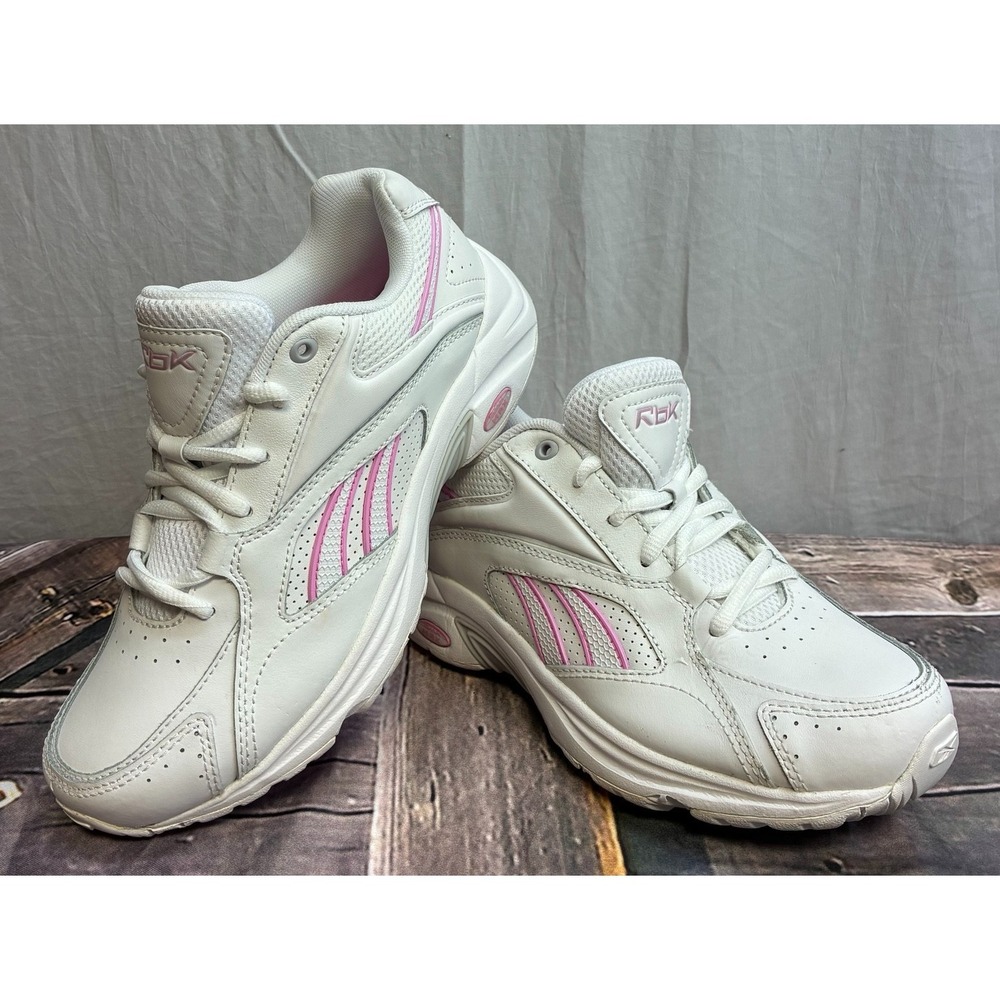 Reebok DMX Max Womens Size 6 White Pink Leather Walking Shoes RB 801 KTS